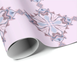 Pink and Blue Diamond and Plus Sign Kaleidoscope Wrapping Paper