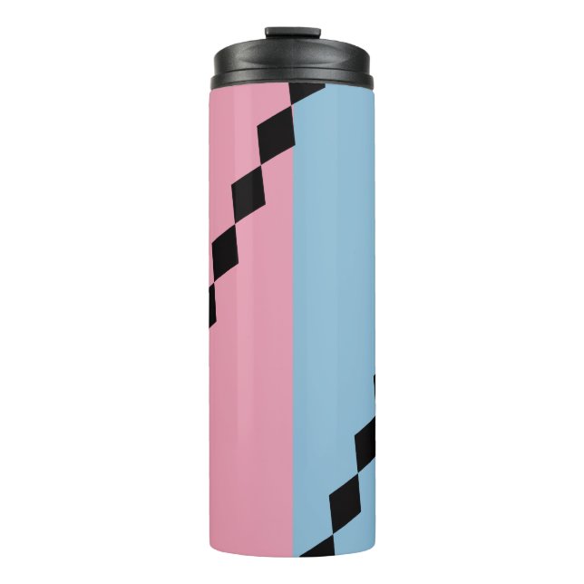 Pink and Blue Diamond Diagonal  Thermal Tumbler (Front)