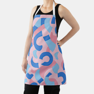Pink and Blue Doodle Pattern Apron