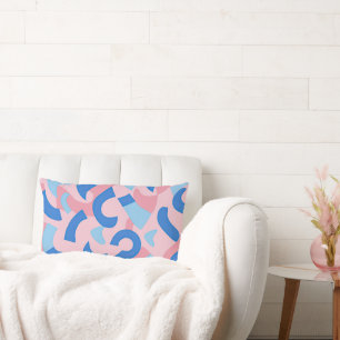 Pink and Blue Doodle Pattern Lumbar Pillow