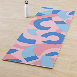 Pink and Blue Doodle Pattern Yoga Mat