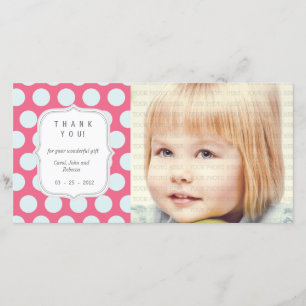Pink and Blue Dots - Any Occasion Thank you Card