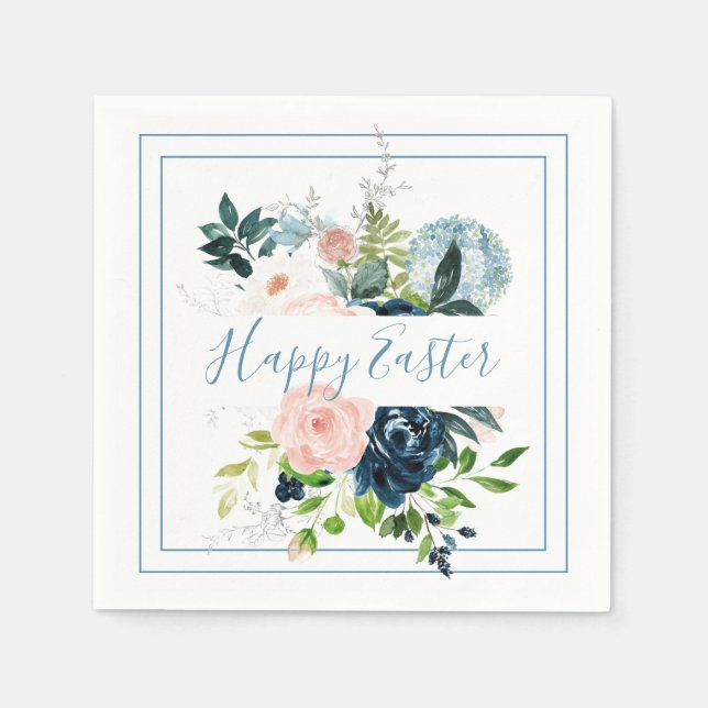 Pink and Blue Easter Bouquet Napkin (Front)