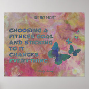 Pink and Blue Fitness Butterflies Poster