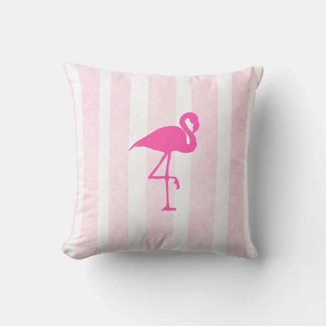 Pink and Blue Flamingo Tropical Pillow (Front)