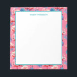 Pink And Blue Flamingos Tropical Pattern Monogram Notepad<br><div class="desc">Pink And Blue Flamingos Tropical Pattern Monogram Notepad. Pretty elegant trendy preppy pattern design. Personalize this custom design with your name.</div>