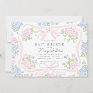 Pink and blue Floral Baby Shower Invitation, Invitation