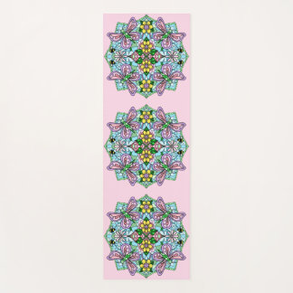 Pink and Blue Floral Butterfly Mandala  Yoga Mat