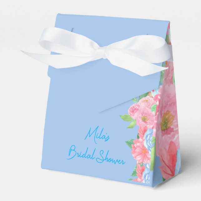 pink and blue floral favor box (Front Side)