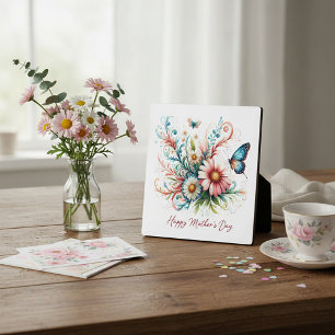 Pink and blue floral Happy Mother's Day Plaque