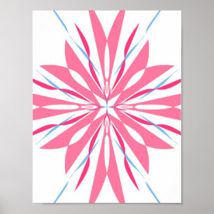 Pink and Blue Floral Mandala Abstract Art Print