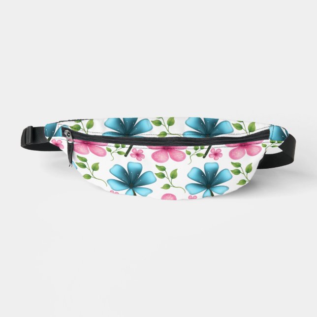 Pink and blue floral pattern  fanny pack (Front)