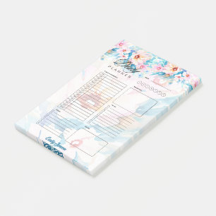 Pink and blue  floral personalized planner post-it notes