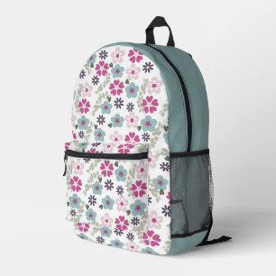 Pink and Blue floral Printed Backpack