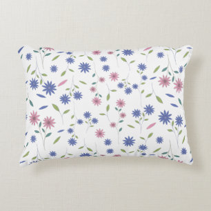 Pink and Blue Floral Seamless Pattern Accent Pillow