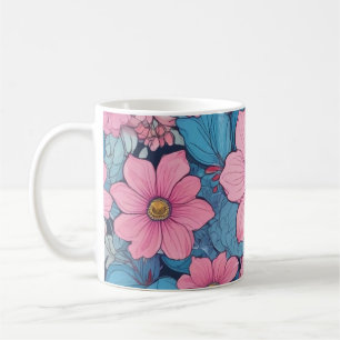 Pink and Blue Flower Mug