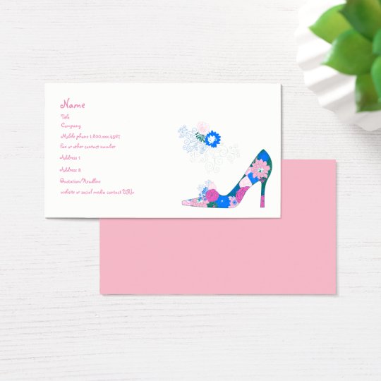 Pink and Blue Flower Shoe Business Card