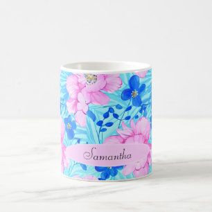 Pink and Blue Flowers Coffee Mug