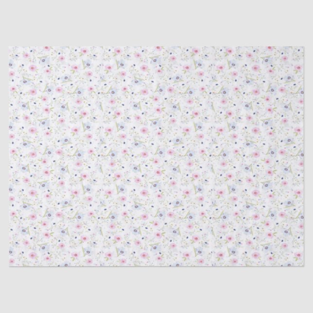 Pink and blue flowers tissue paper (Front)