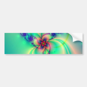 Pink And Blue Fractal Swirl Bumper Sticker