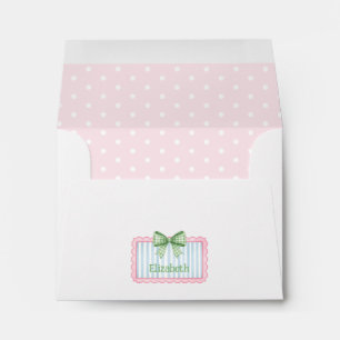 Pink and Blue Frame With Green Gingham Bow Envelope