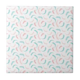 Pink and Blue fun feathers Tile