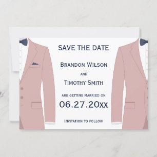 Pink And Blue Gay Wedding Save The Date Cards