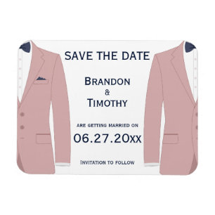 Pink And Blue Gay Wedding Save The Date Magnets