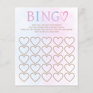Pink and Blue Gender Reveal Baby Shower Bingo Game