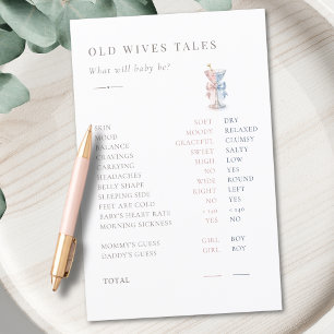 Pink and Blue Gender Reveal Game Old Wives Tales
