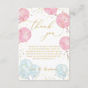 Pink and Blue Gender Reveal Thank You Card