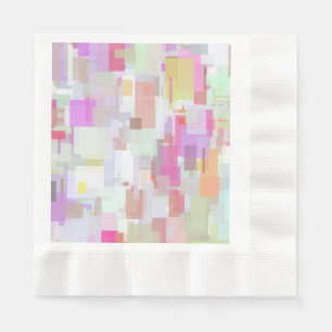 Pink and Blue Geometric Abstraction Coined Napkin