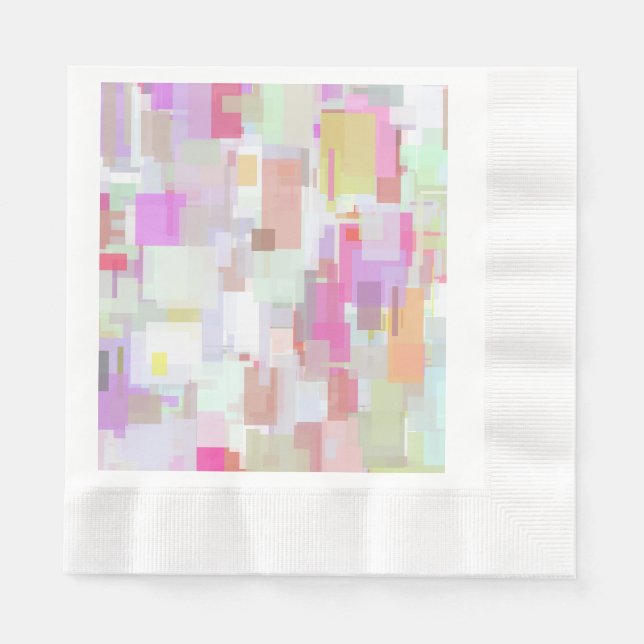 Pink and Blue Geometric Abstraction Coined Napkin (Front)