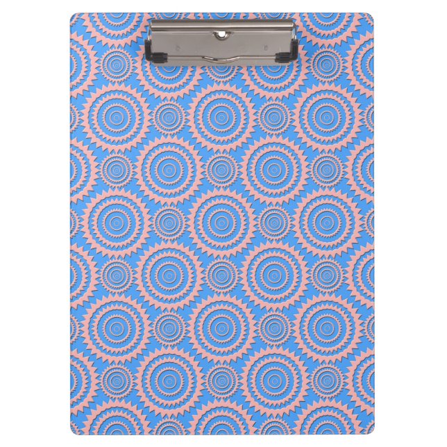 Pink and Blue Geometric Circles Pattern Clipboard (Front)
