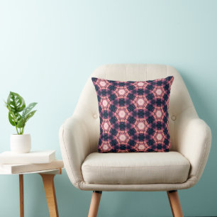 Pink and Blue Geometric Shape Pattern Throw Pillow