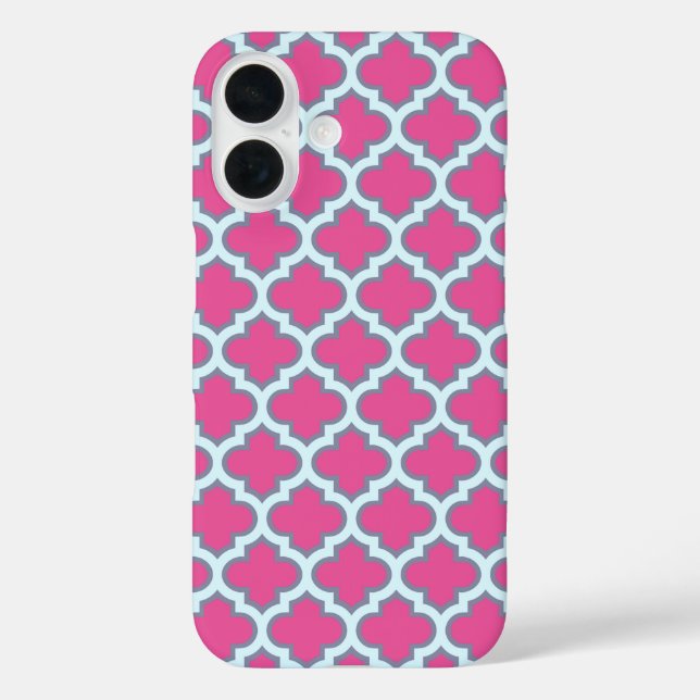 Pink and Blue Girly Quatrefoil Pattern Trendy Cute Case-Mate iPhone Case (Back)