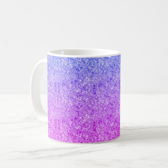 Pink And Blue Glitter Pattern Coffee Mug (Front Left)