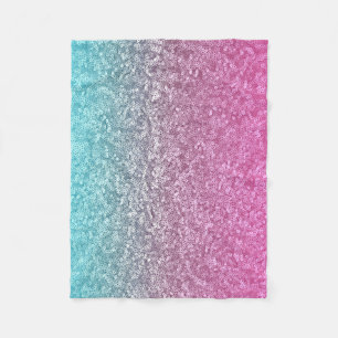 Pink and Blue Glitter Sparkle Shiny Shimmer Fleece Blanket