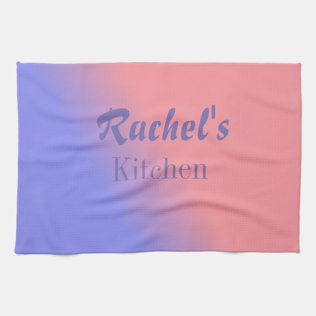 Pink and Blue Gradient Customizable Kitchen Towel (Horizontal)
