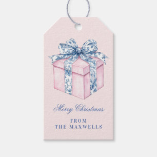 Pink and Blue Grandmillennial Christmas Gift Gift Tags
