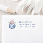 Pink and Blue Grandmillennial Damask Snowman<br><div class="desc">This Christmas return address label has a Pink and Blue Grandmillennial Damask Snowman. You can customize with your name and address.</div>