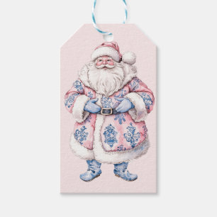 Pink and Blue Grandmillennial Santa Gift Tags