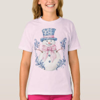 Pink and Blue Grandmillennial Snowman