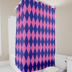 Pink and Blue Harlequin Checkered Design 