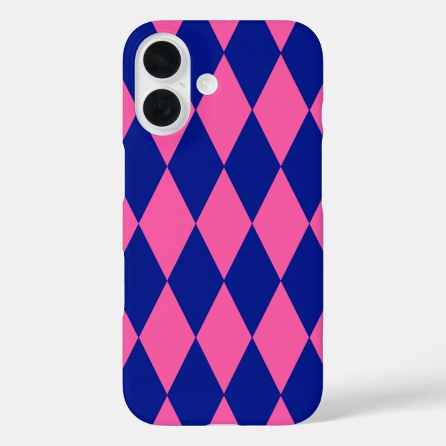 Pink and Blue Harlequin Checkered Design  Case-Mate iPhone Case (Back)