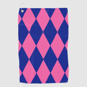 Pink and Blue Harlequin Checkered Design Golf Towel