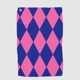 Pink and Blue Harlequin Checkered Design  Golf Towel