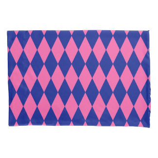 Pink and Blue Harlequin Checkered Design  Pillowcase