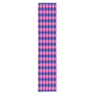 Pink and Blue Harlequin Checkered Design  Short Table Runner