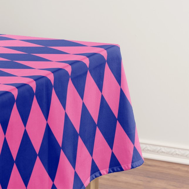 Pink and Blue Harlequin Checkered Design  Tablecloth (Creator Uploaded)